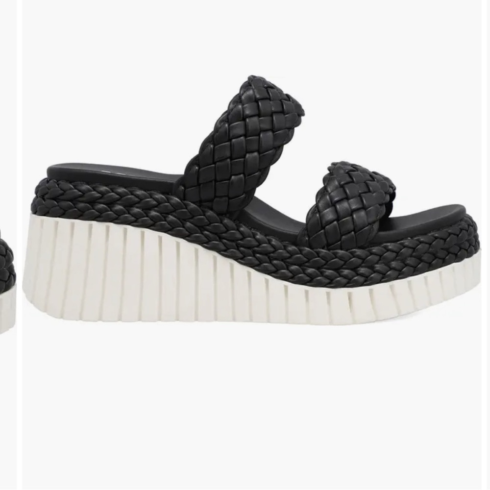 MIA Woven Double-Strap Platform Sandal in Black